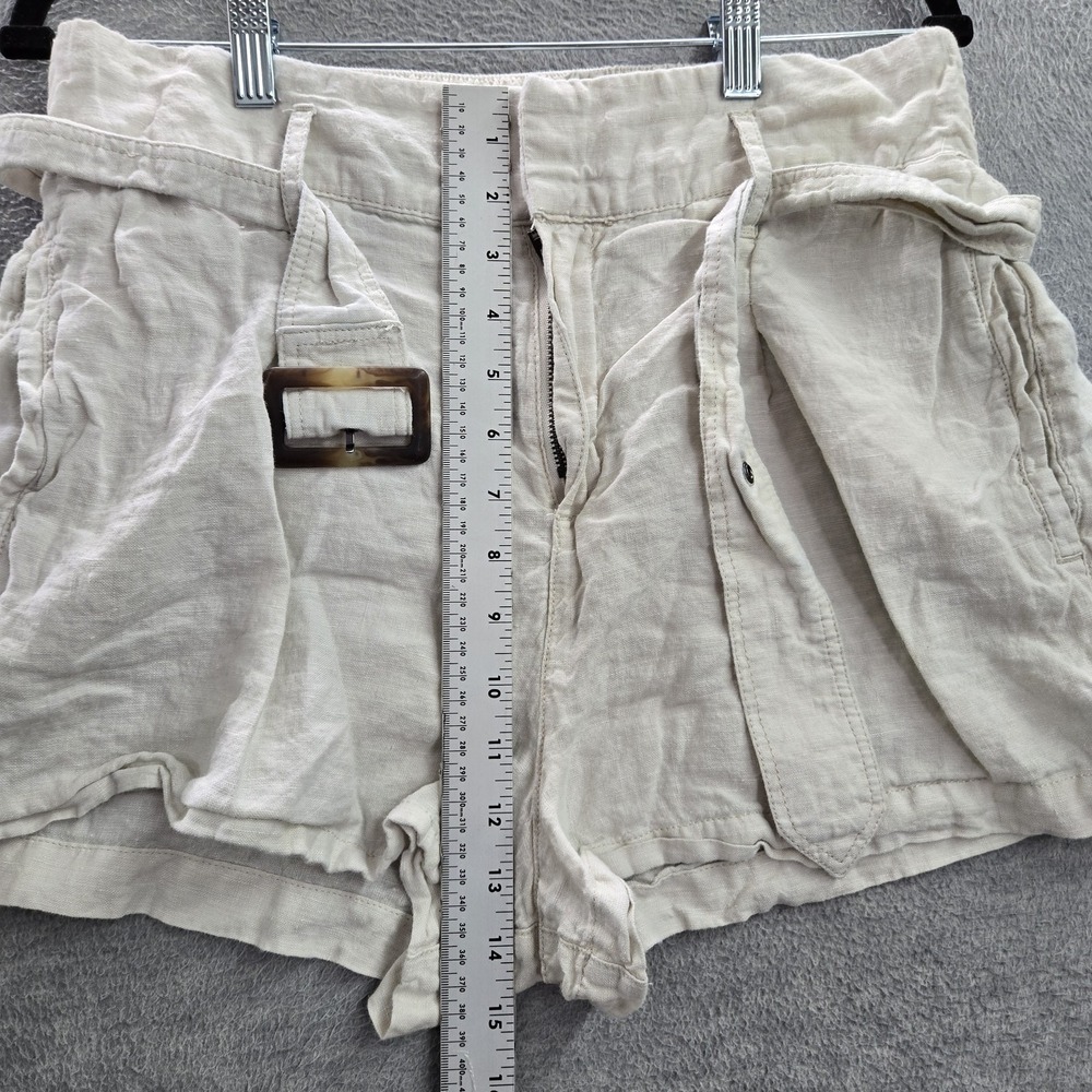 Christian Siriano Women Shorts Large White Linen Buckle 2" Inseam - Picture 4 of 6